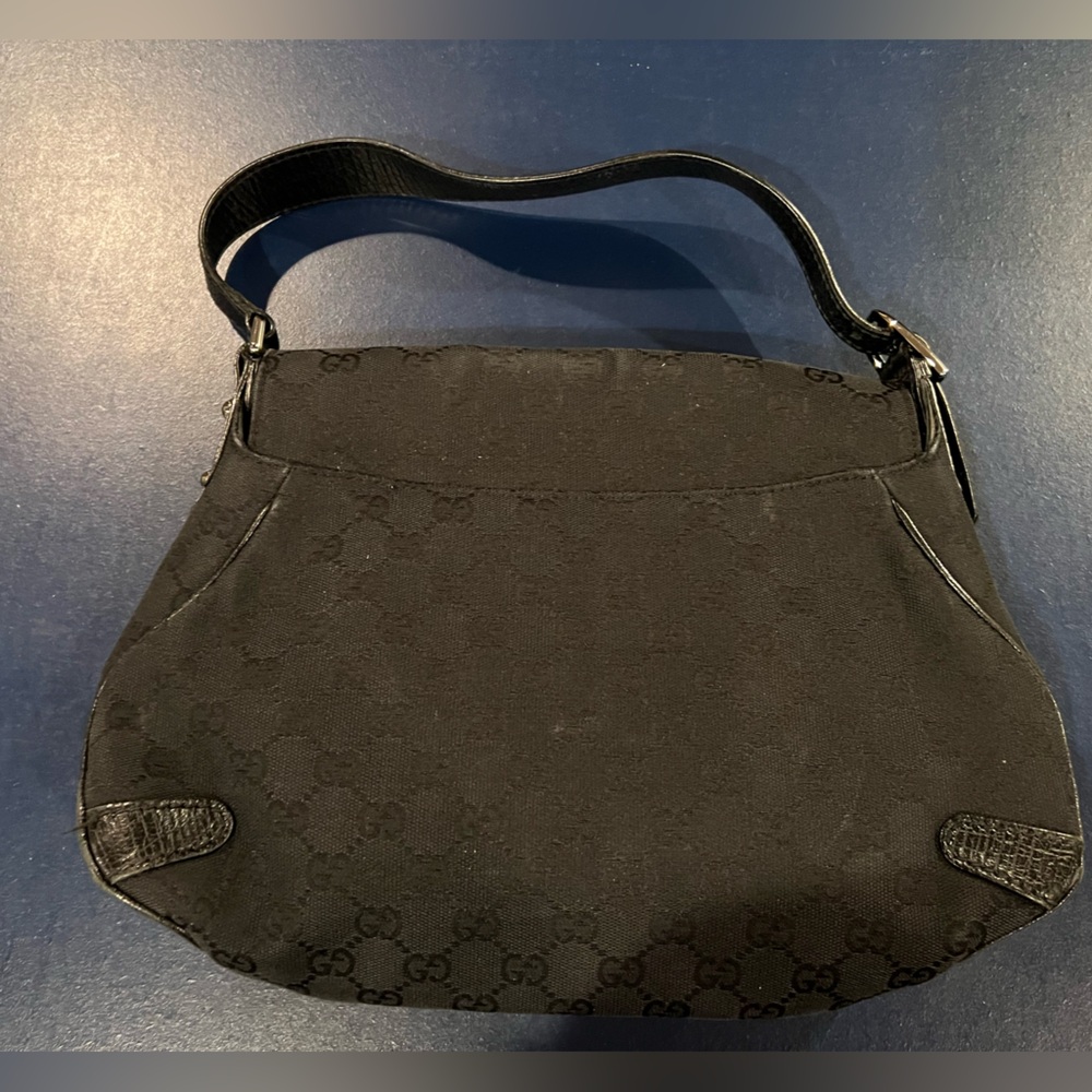 Gucci Black Classic Canvas GG Print Shoulder Bag - Picture 2 of 15